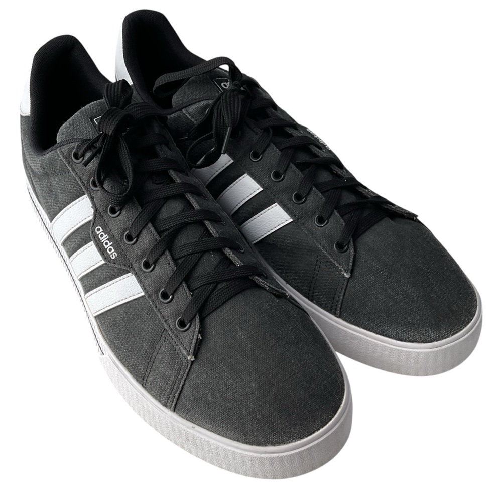 Adidas Men’s Daily 3.0 Sneakers Washed Canvas (Dark Gray) Men’s Size 13
